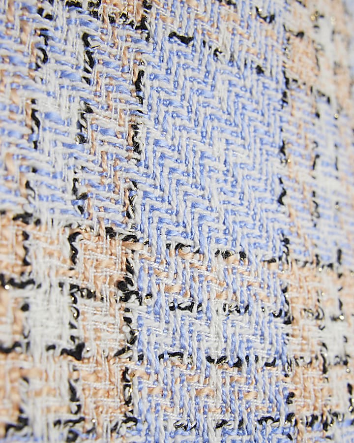 Girls Blue Check Boucle Skort