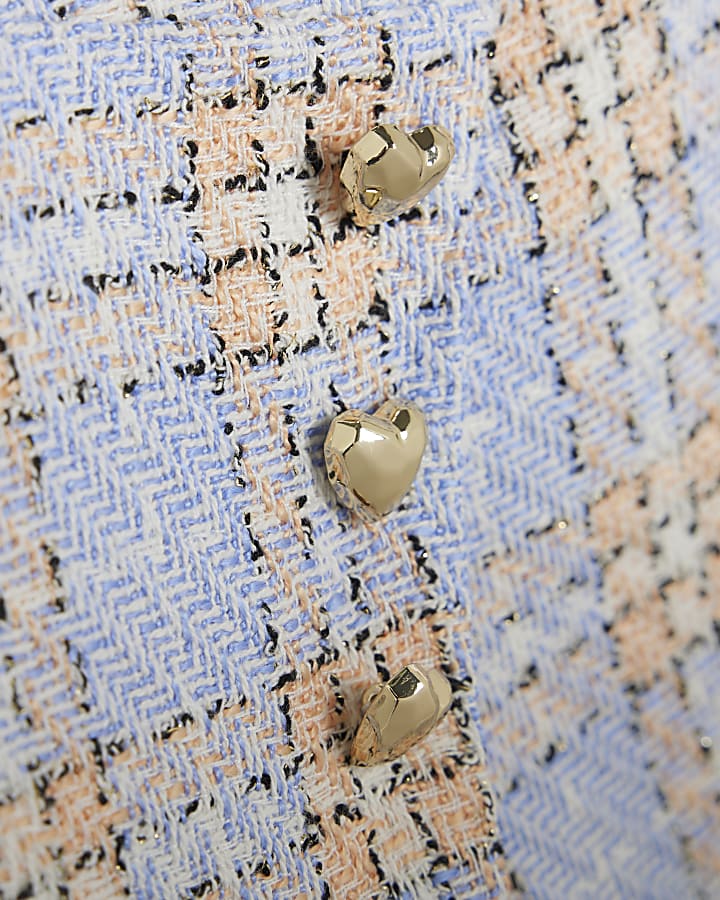 Girls Blue Check Boucle Skort