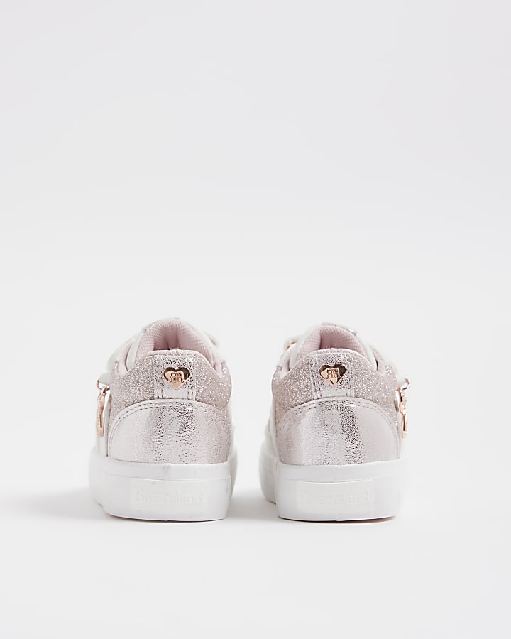 Mini Girls White Bow Charm Trainers