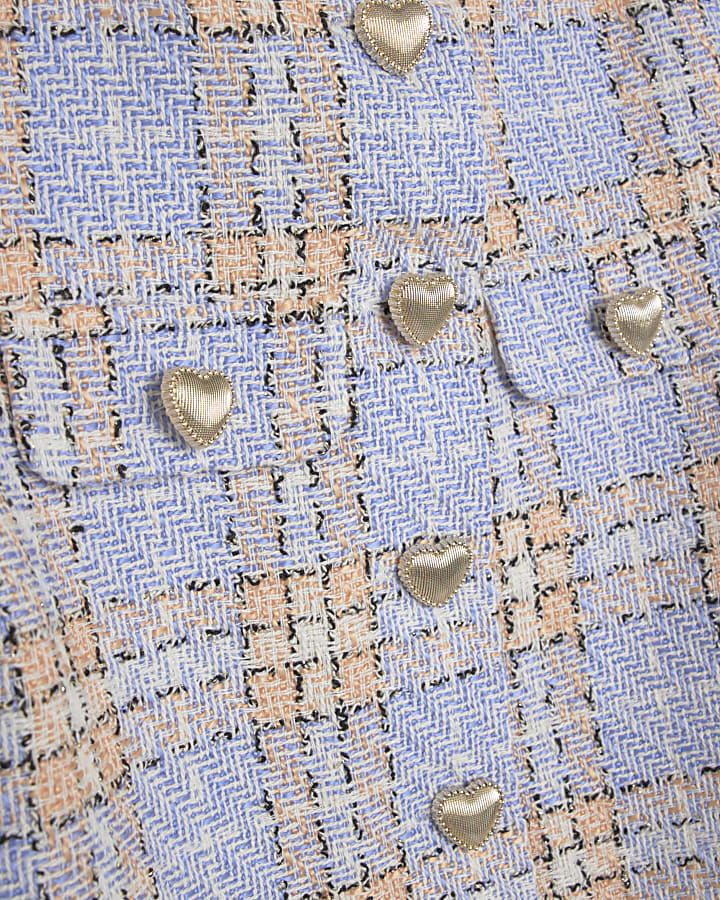 Blue Check Fluted Sleeve Jacket