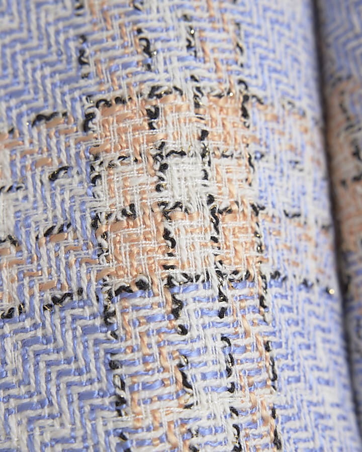 Blue Check Fluted Sleeve Jacket