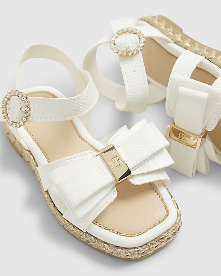 Mini Girls White Bow Espadrille Sandals