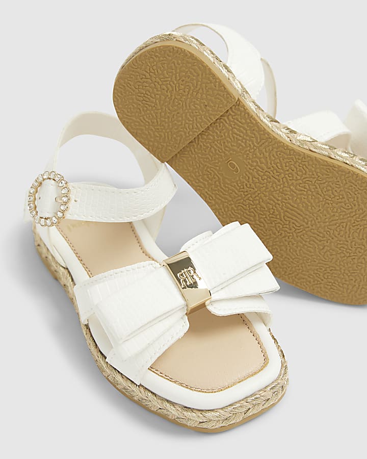 Mini Girls White Bow Espadrille Sandals
