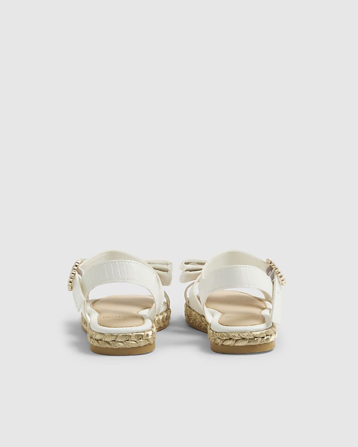 Mini Girls White Bow Espadrille Sandals