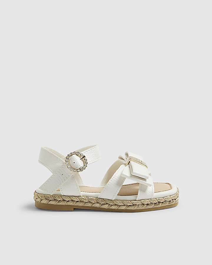 Mini Girls White Bow Espadrille Sandals
