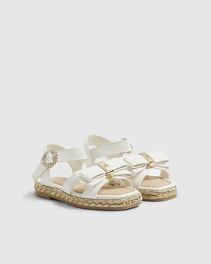 Mini Girls White Bow Espadrille Sandals