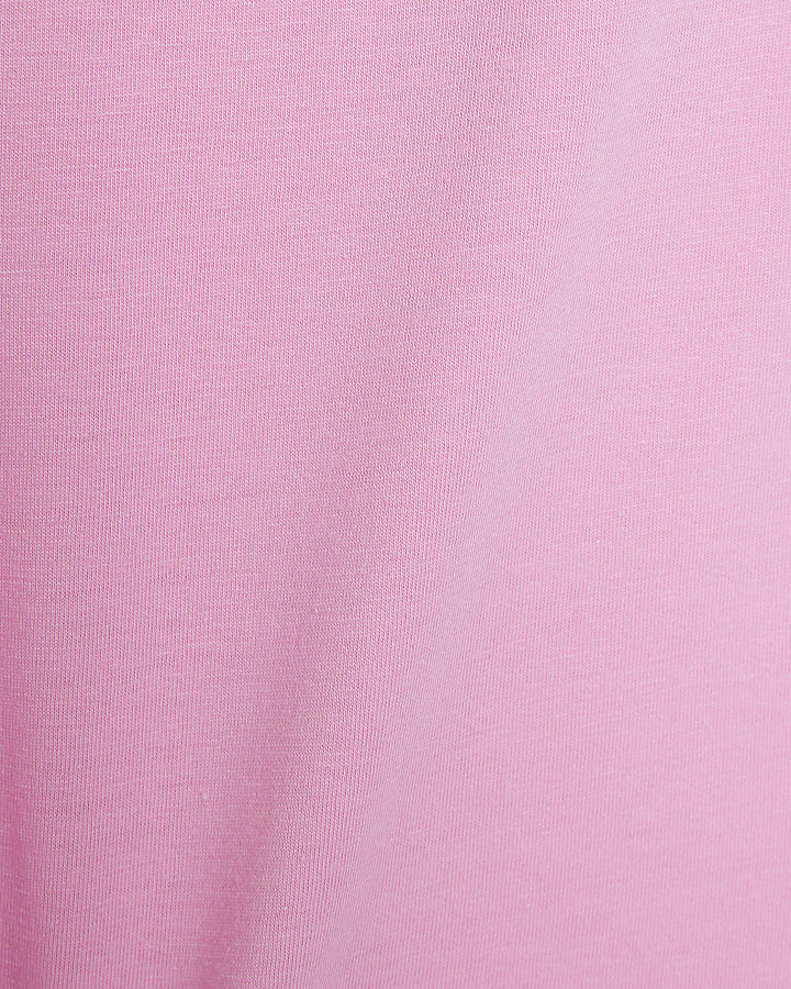 Girls Pink  Feather Chest Pocket T-Shirt