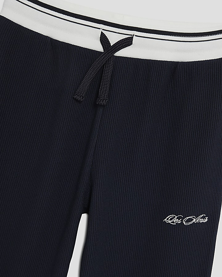 Boys Navy Textured Polo Shirt Set