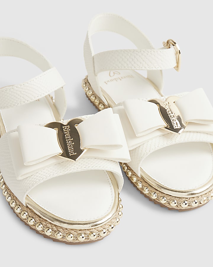Girls White Snake Bow Espadrille Sandals