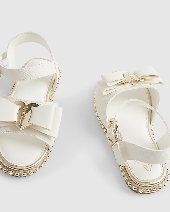 Girls White Snake Bow Espadrille Sandals