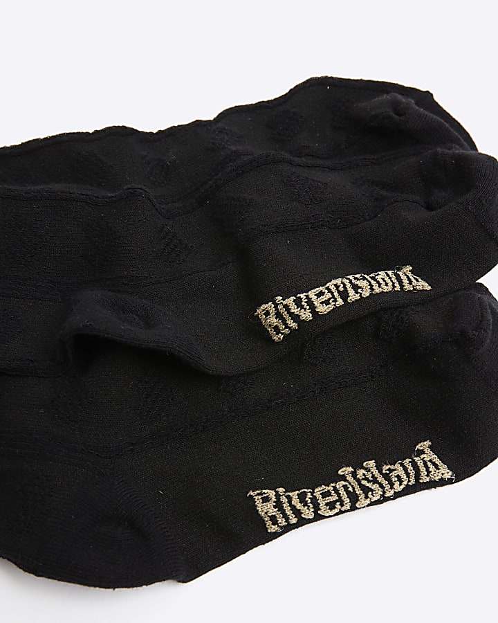 Girls Black Pack Of 2 Bow Knee High Socks