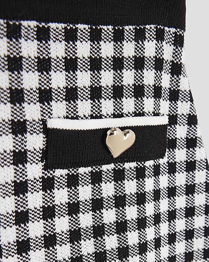 Girls Black Gingham Cardigan Set