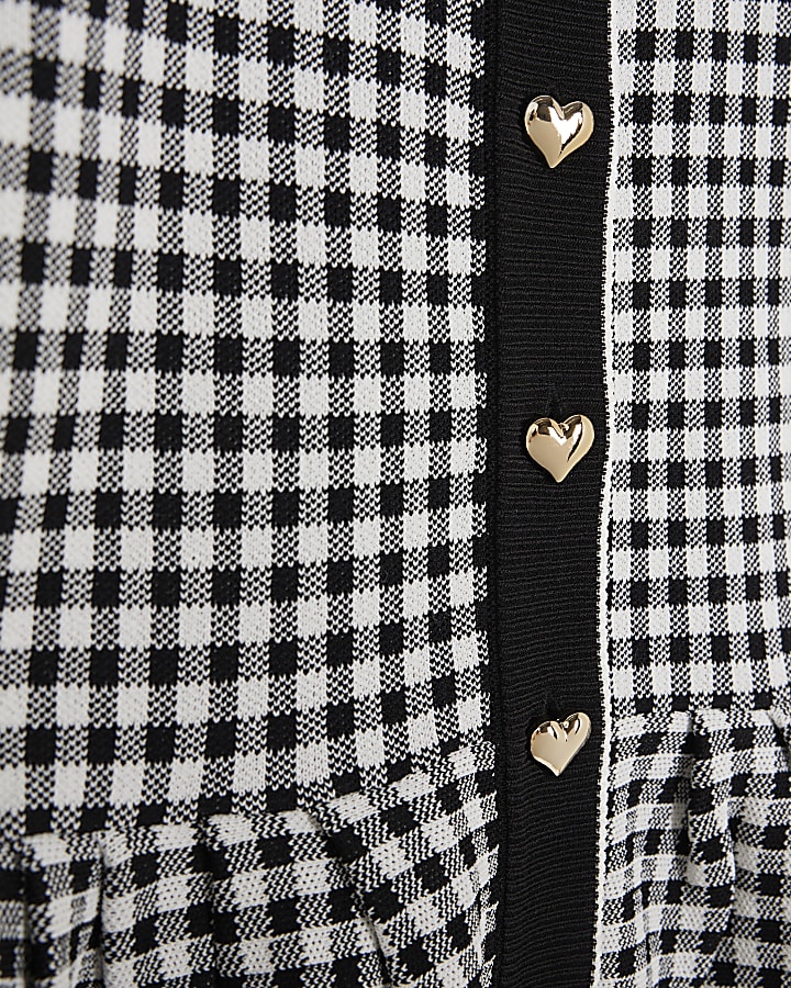 Girls Black Gingham Cardigan Set