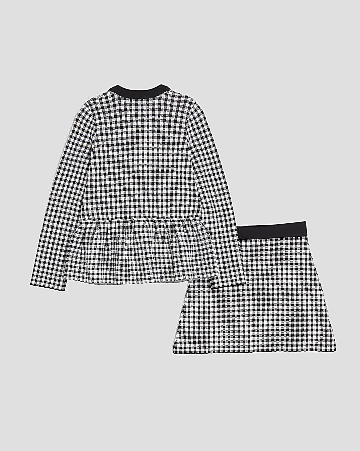 Girls Black Gingham Cardigan Set