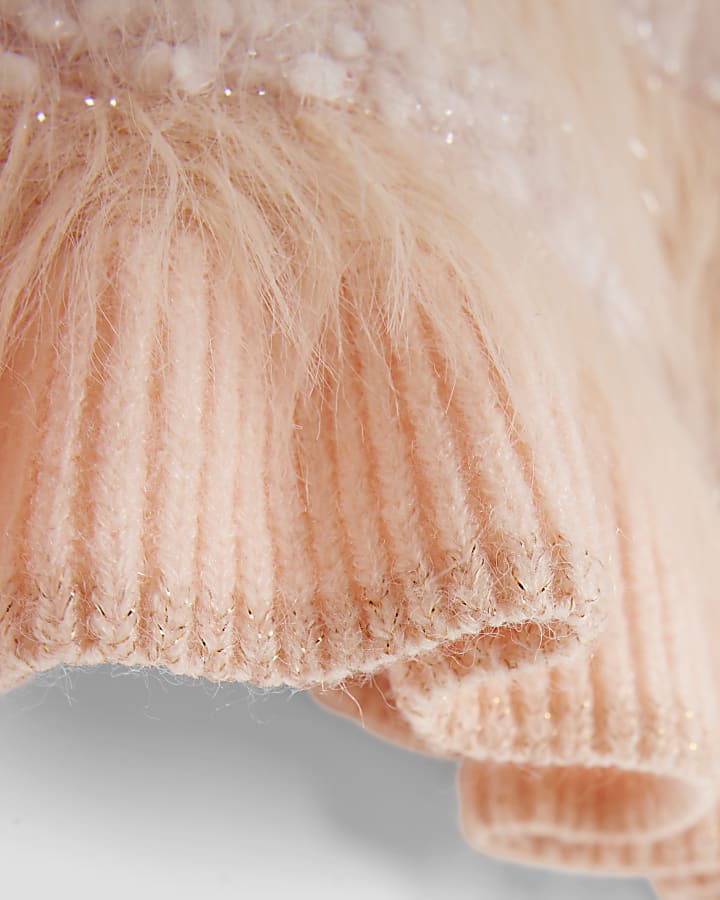 Girls Pink Lurex Fluffy Jumper