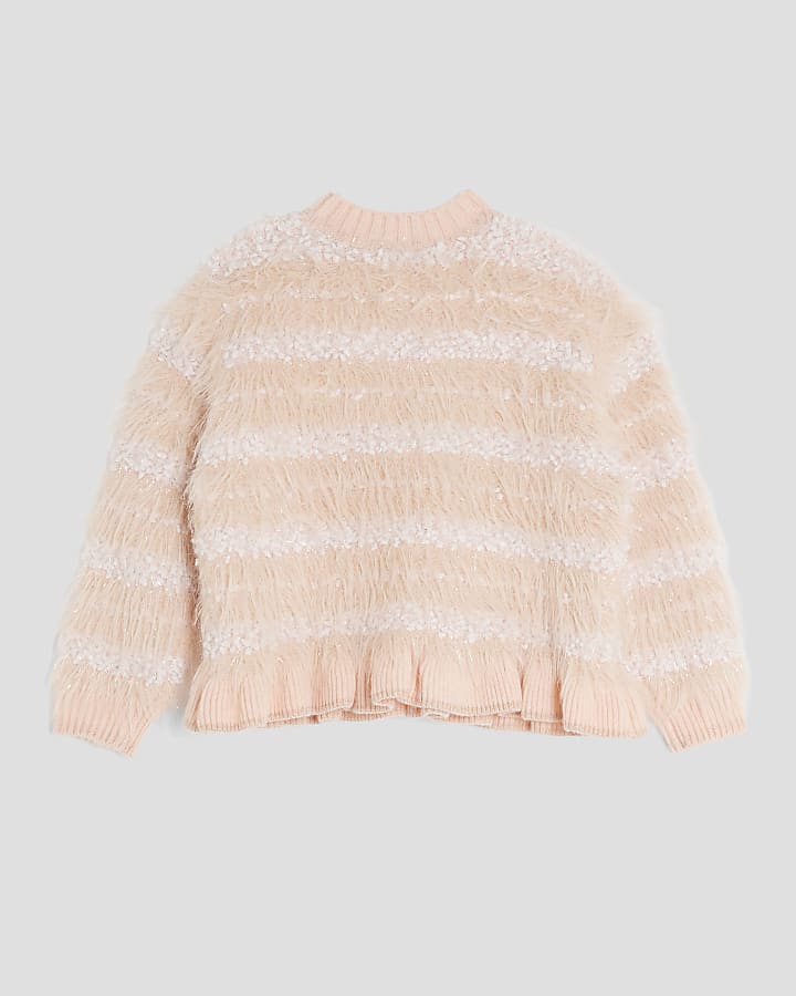 Girls Pink Lurex Fluffy Jumper