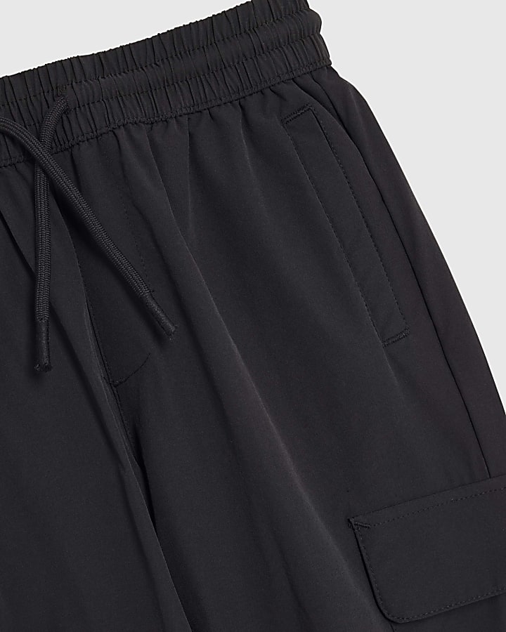 Boys Black Zip Cargo Trousers