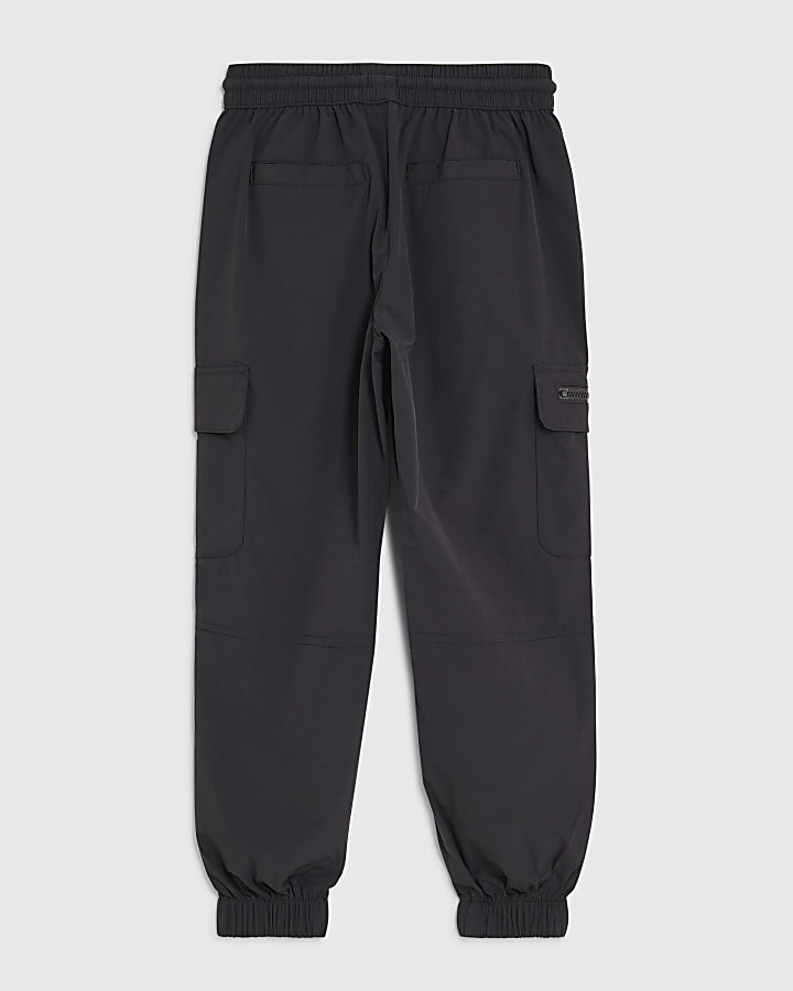 Boys Black Zip Cargo Trousers