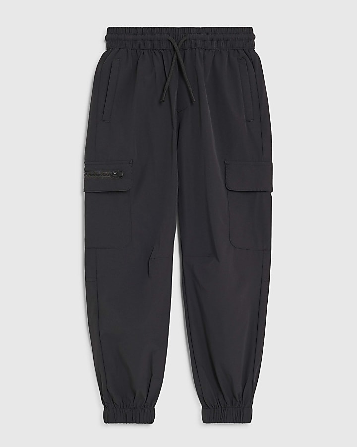 Boys Black Zip Cargo Trousers