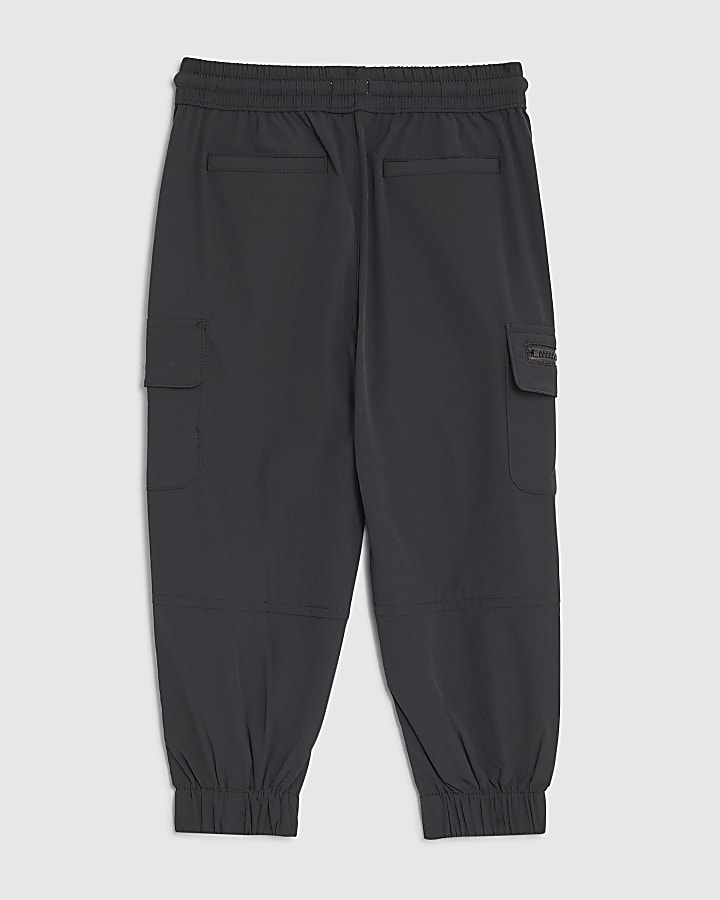 Mini Boys Black Zip Cargo Trousers