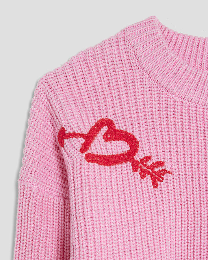 Girls Pink Knitted Graffiti Jumper