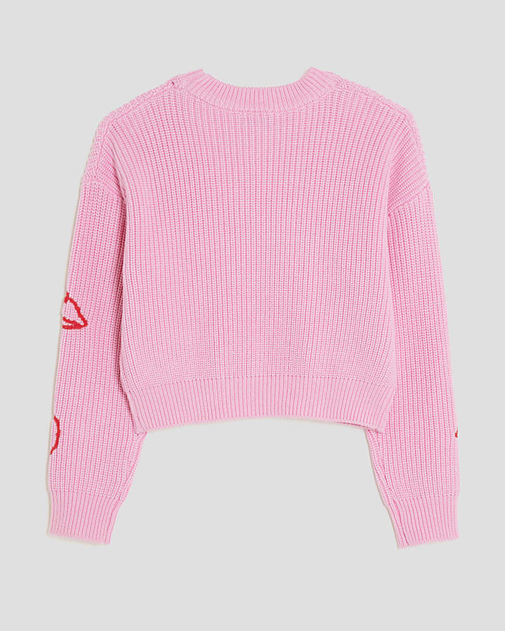 Girls Pink Knitted Graffiti Jumper