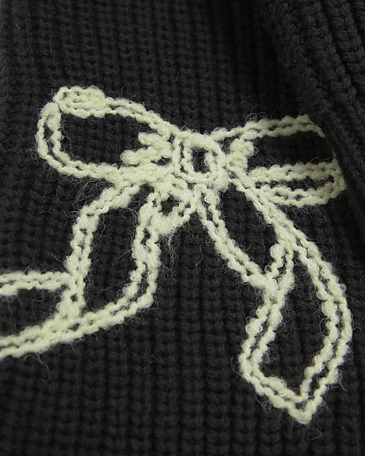 Girls Black Knitted Graffiti Jumper