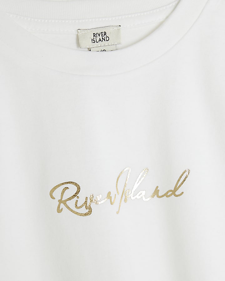 Girls White RI Frill T-shirt