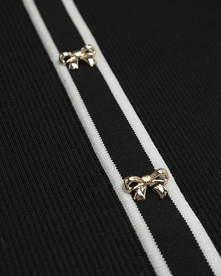 Girls Black Tipped Polo Top
