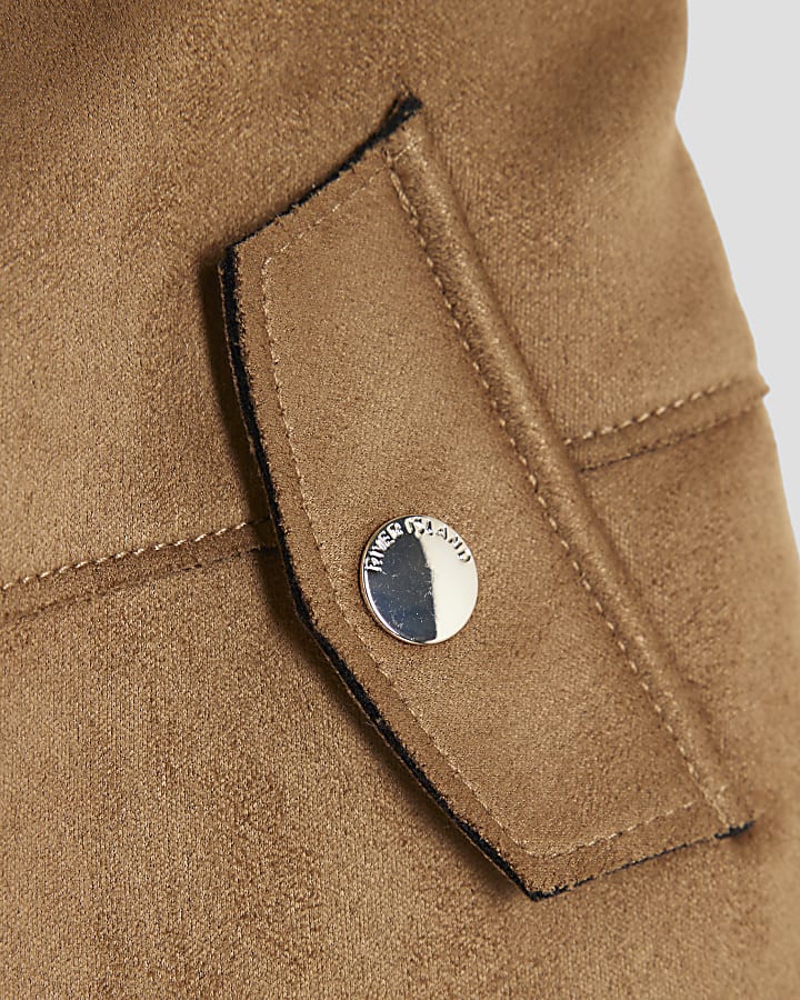 Mini Girls Brown Suede Skirt Set