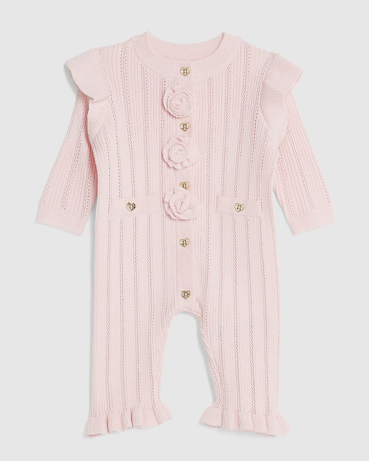 Baby Girls Pink Pointelle Romper