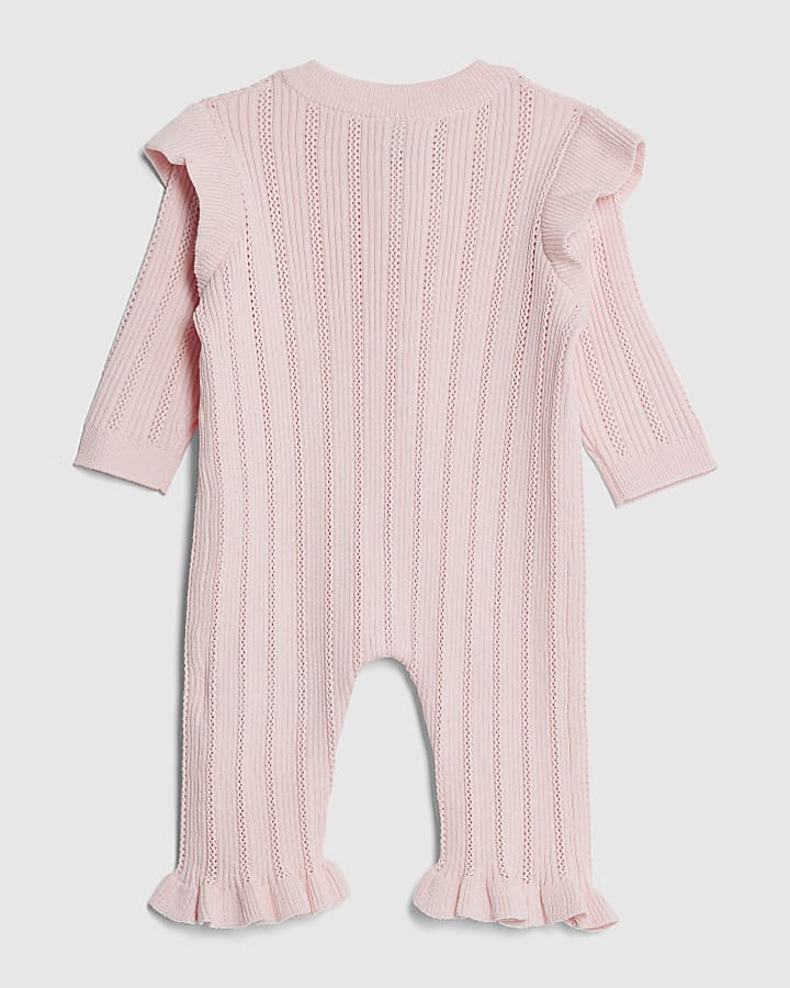 Baby Girls Pink Pointelle Romper