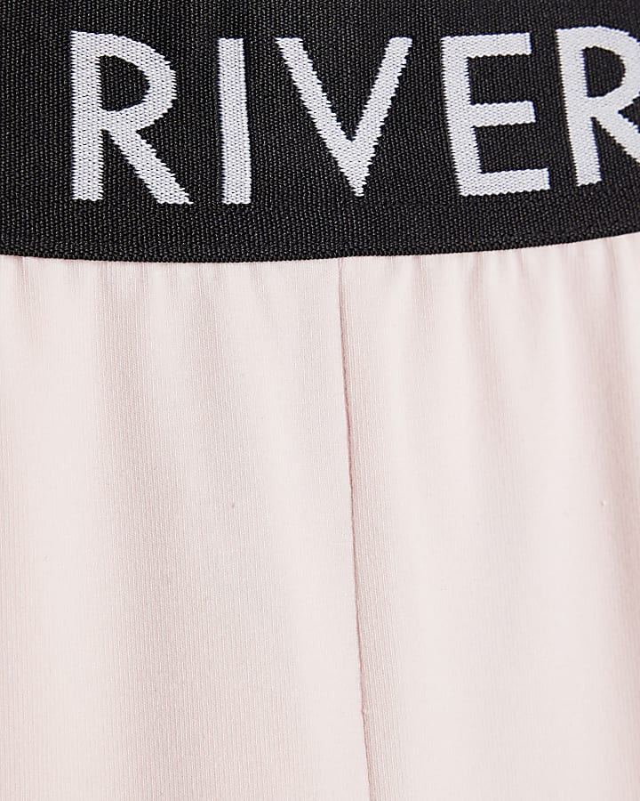 Girls Pink RI Waistband Flared Leggings