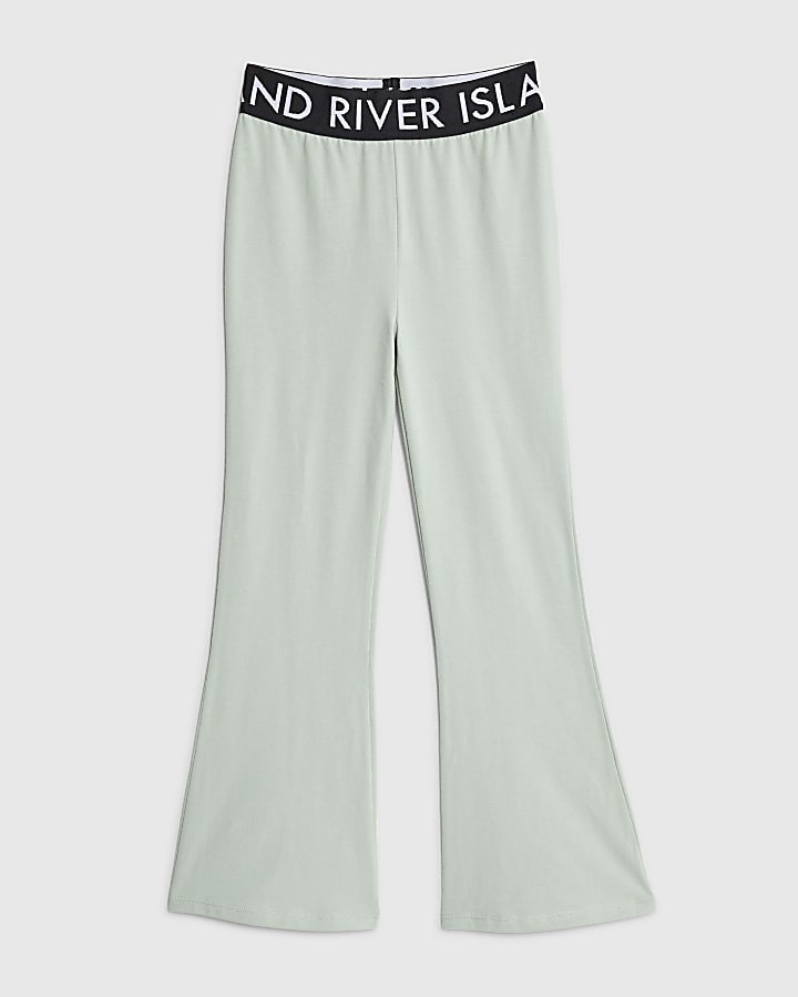 Girls Green RI Flared Leggings