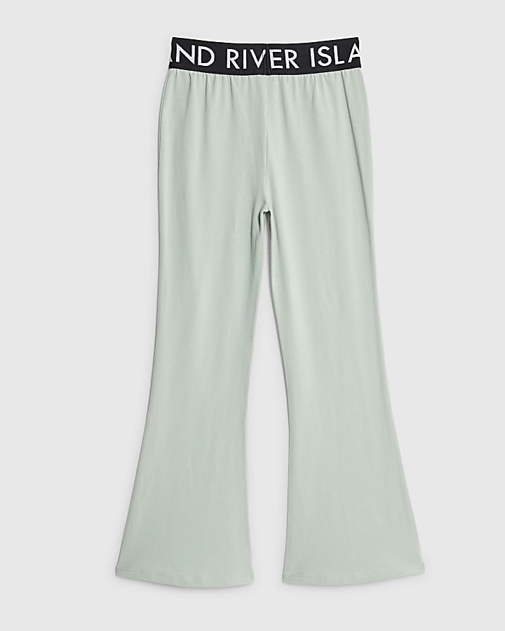 Girls Green RI Flared Leggings