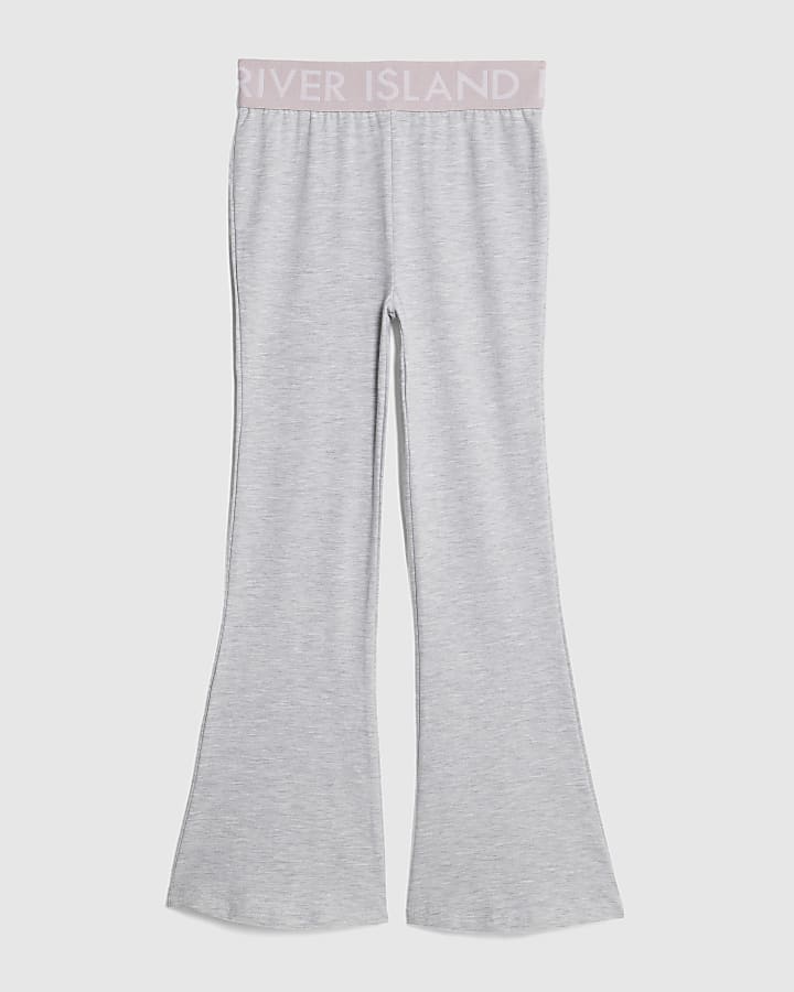 Girls Grey waistband Kickflare Leggings