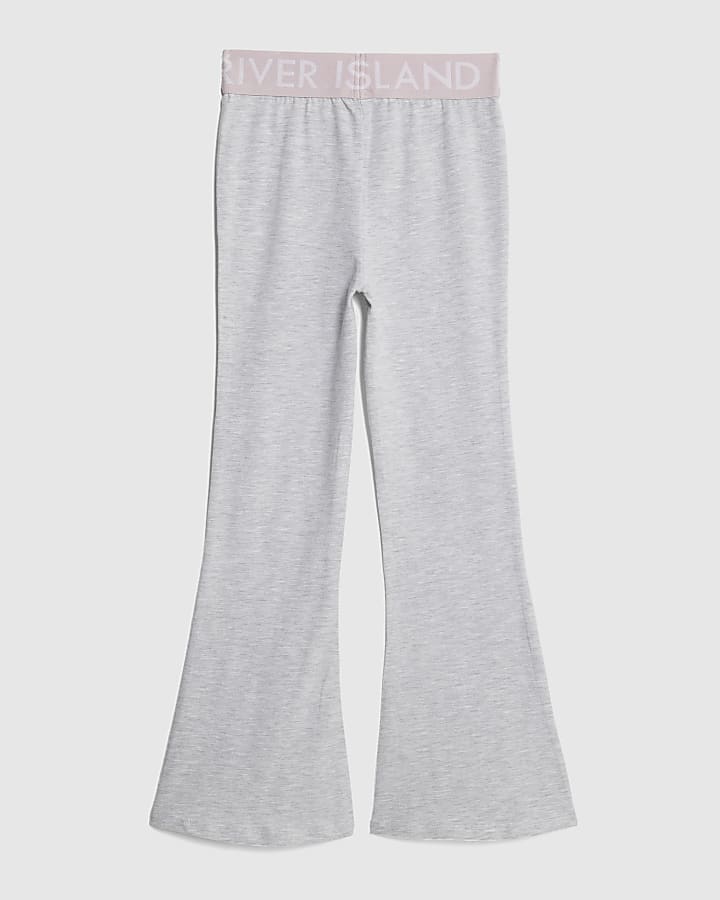 Girls Grey waistband Kickflare Leggings