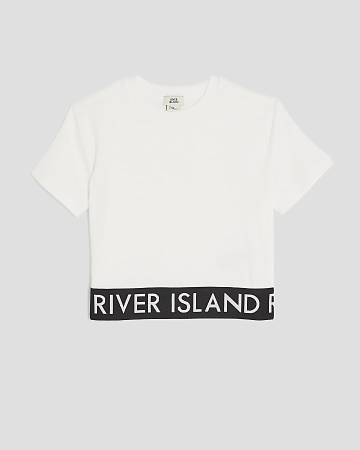 Girls White Ribbed RI Waistband Top