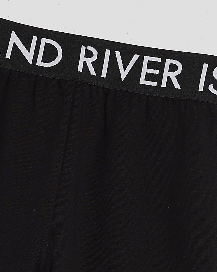 Girls Black Wide Leg RI Waistband Joggers