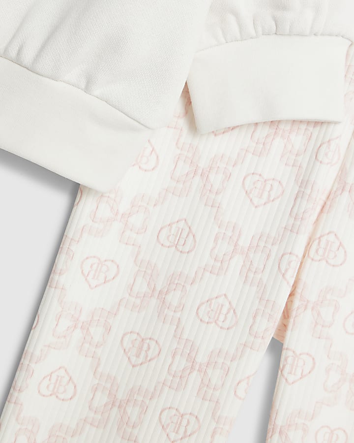 Mini Girls Cream Bow Sweatshirt Set