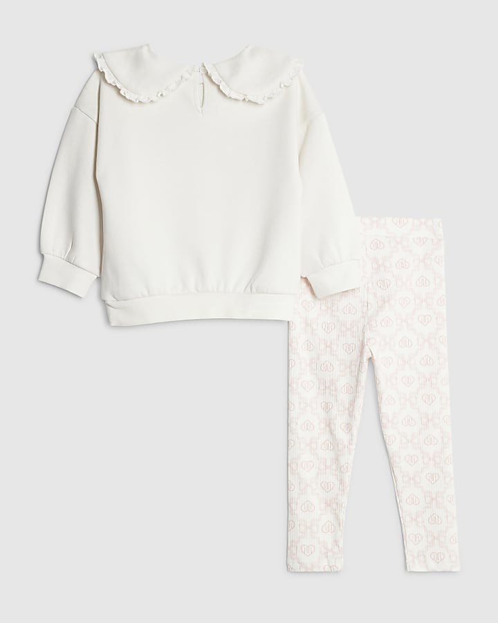 Mini Girls Cream Bow Sweatshirt Set