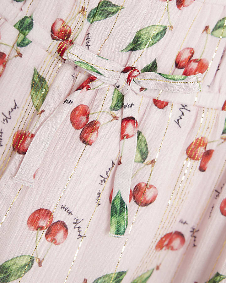 Girls Pink Cherry Mini Dress