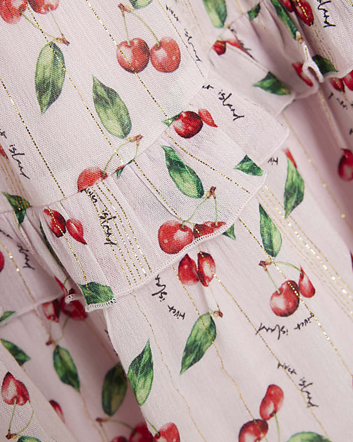 Girls Pink Cherry Mini Dress