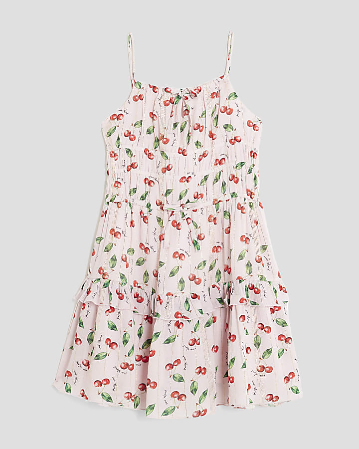 Girls Pink Cherry Mini Dress