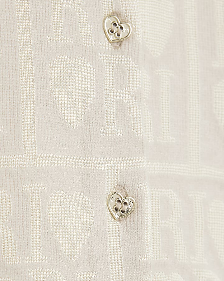 Baby Girls Beige Monogram Cardigan Set