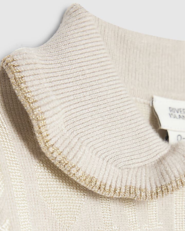 Baby Girls Beige Monogram Cardigan Set
