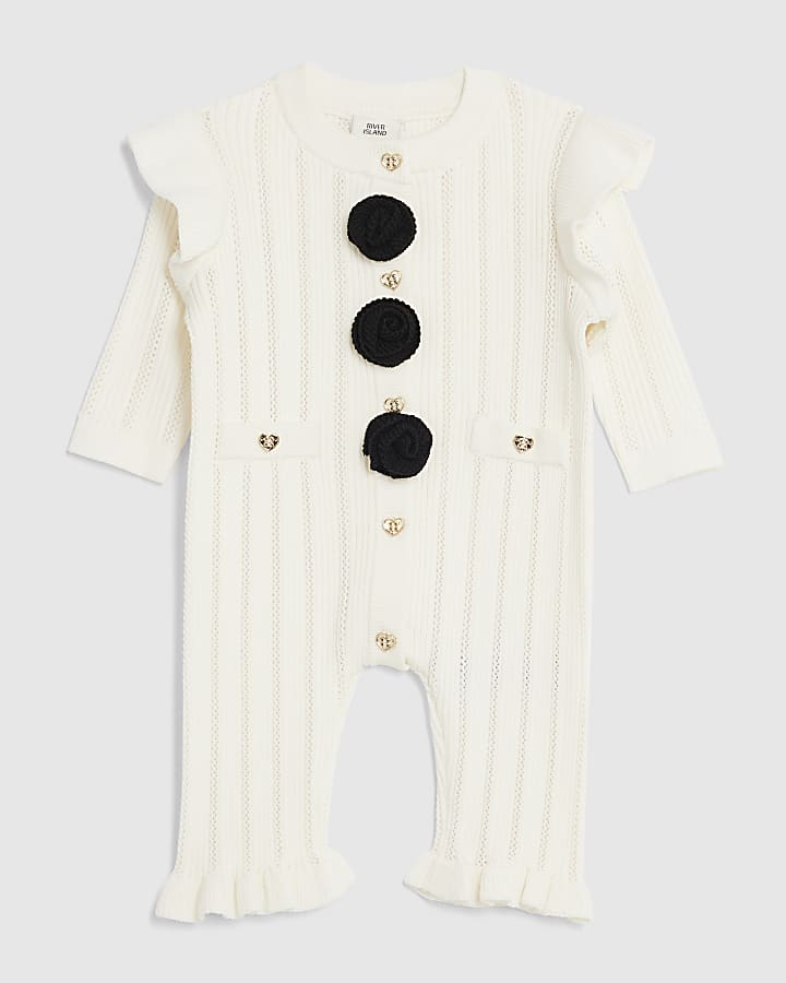 Baby Girls Cream Pointelle Romper
