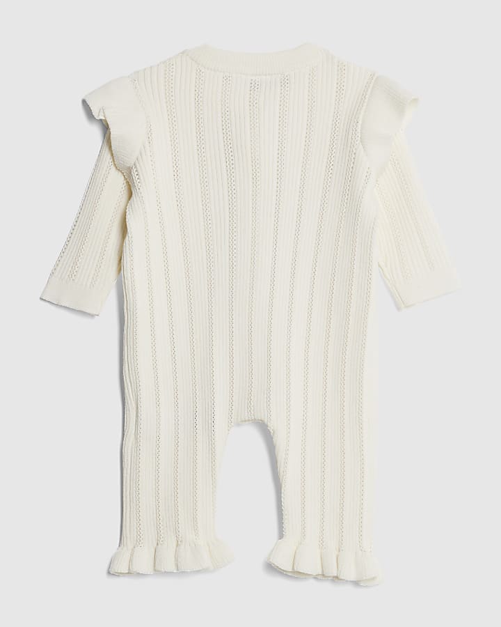 Baby Girls Cream Pointelle Romper