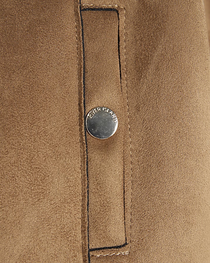 Girls Brown Suede Skirt Set