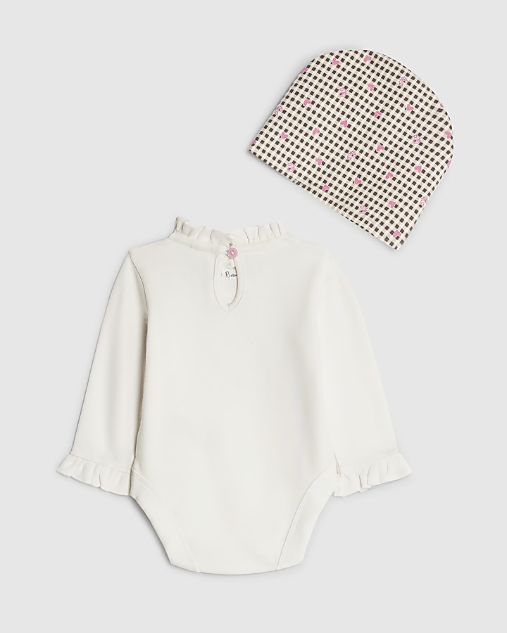 Baby Girls Cream Gingham Top 3 Piece Set